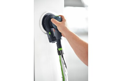 Handheld Festool random orbit sander with dust extraction used for precision sanding in power tools and home improvement