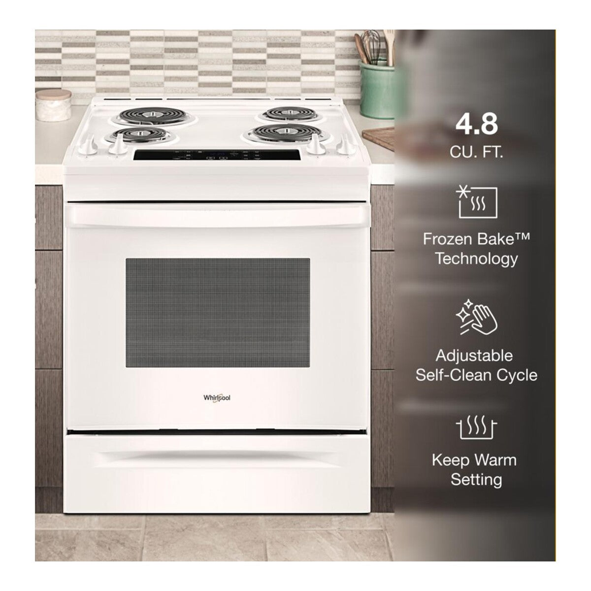 4.8 Cu. Ft. Whirlpool® Electric Range with Frozen Bake™ Technology