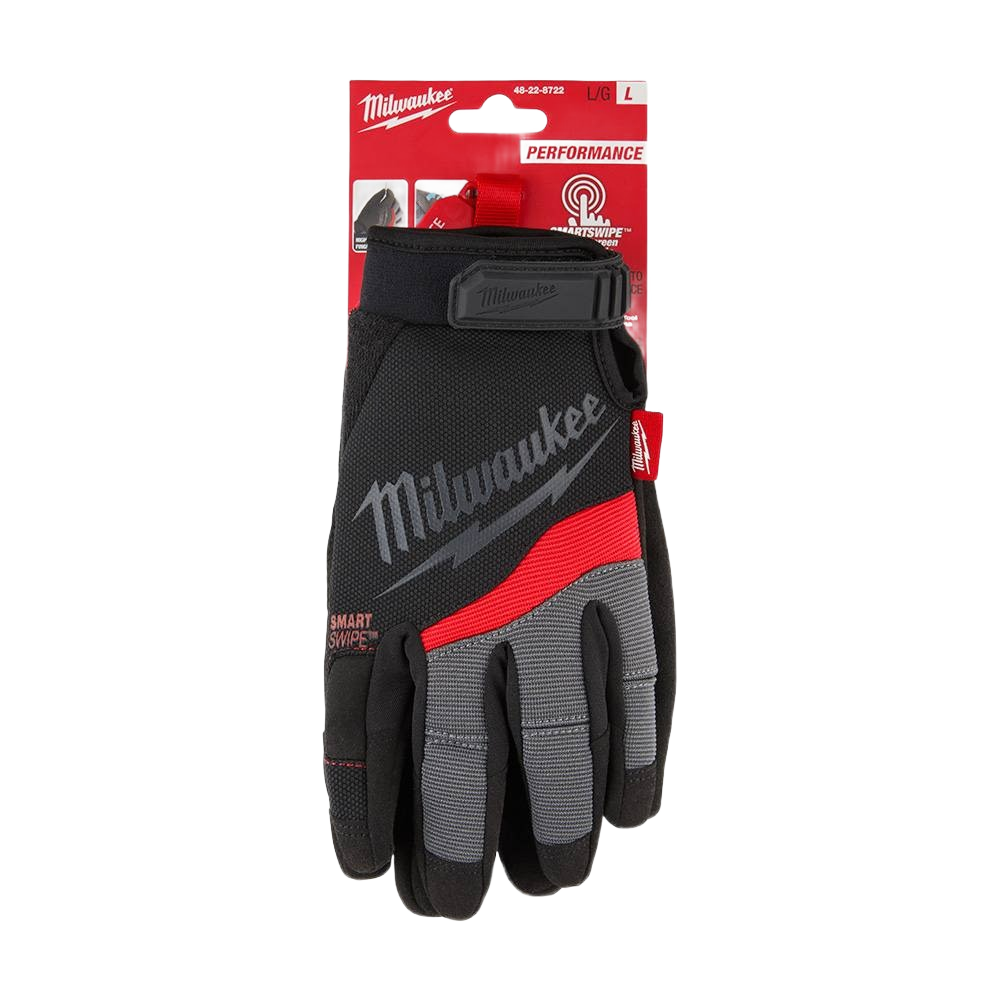 Single black and gray performance work glove with red accents, designed for durability in tools and home improvement tasks