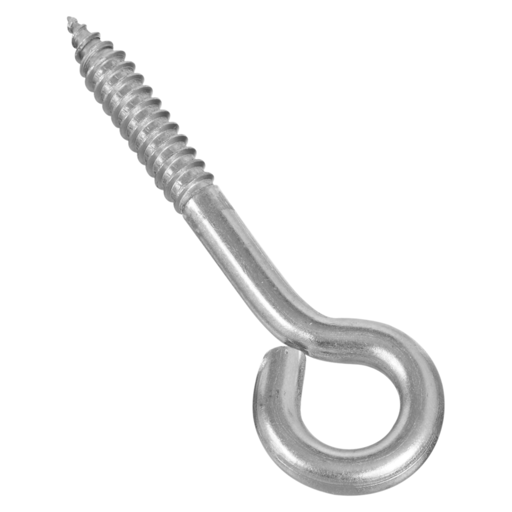 Stainless steel lag screw eye used for secure fastening in hardware, hooks & eyes, and fasteners under $50 collection