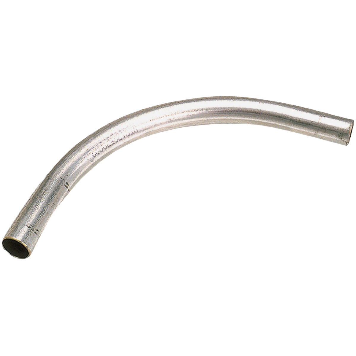 Galvanized steel thinwall conduit elbow bent at 90 degrees for electrical home improvement projects