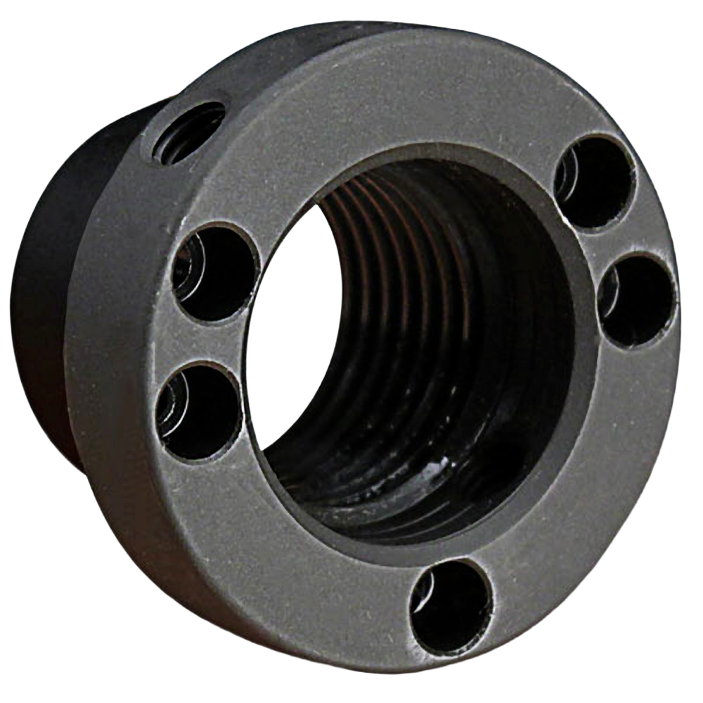 Heavy-duty metal taper lock adapter with threaded center and multiple bolt holes for tools and home improvement use