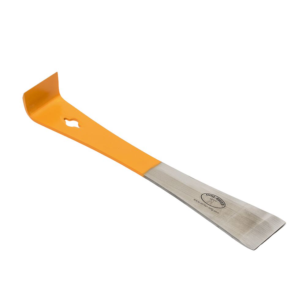 Steel beekeeping tool with orange handle and flat edge for wax scraping in Beekeeping Supplies and Wildlife collections