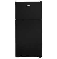 Black recessed handle top-freezer refrigerator with smooth matte finish for kitchen and appliance collections