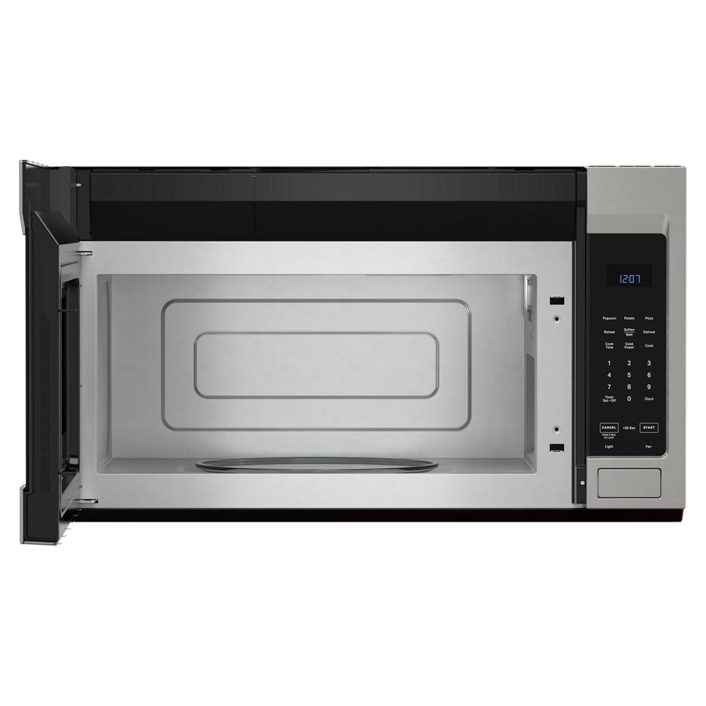 Open stainless steel over-the-range microwave showing digital control panel in Microwaves and Kitchen & Kitchenware collections