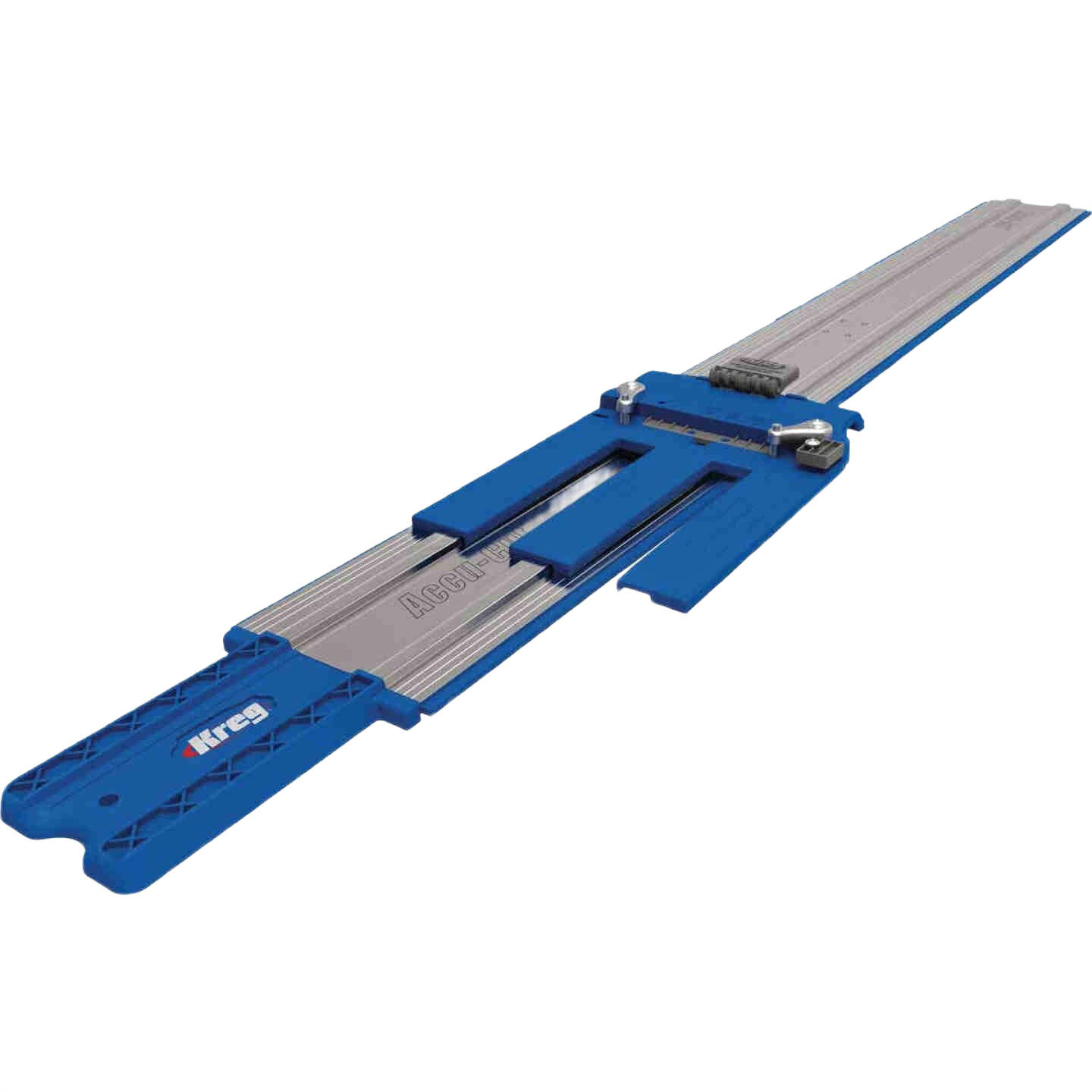 Blue and silver Kreg Accu-Cut track guide for circular saws in power tool accessories and home improvement tools