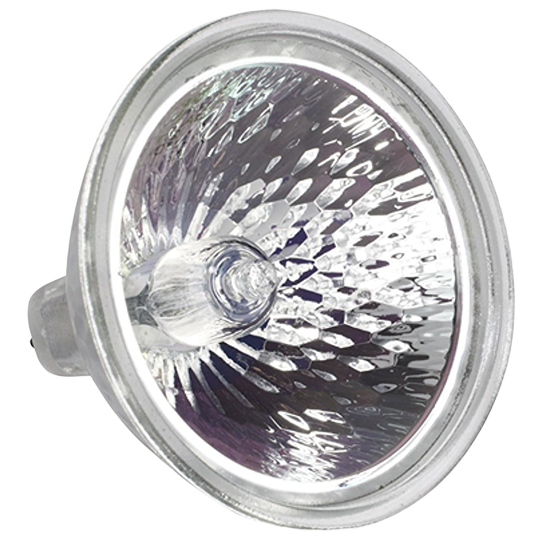 Clear halogen MR16 bulb with reflective interior and bi-pin base for use in lighting and electrical projects under $50 collection