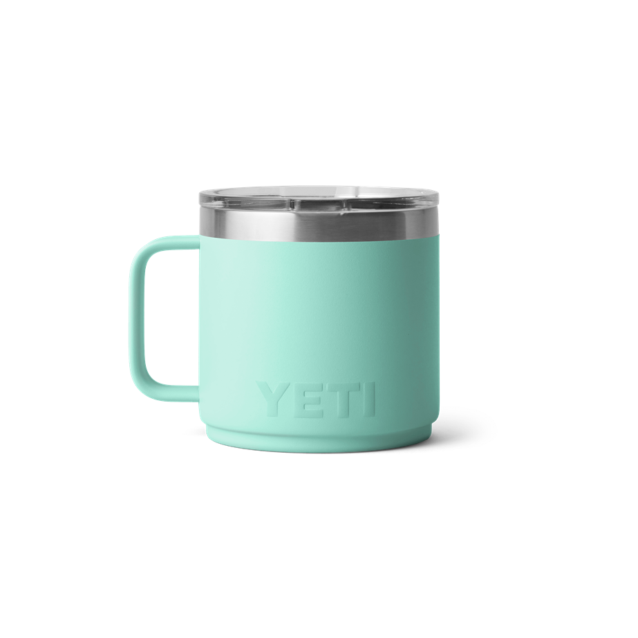 Matte seafoam insulated 14 oz stackable mug with clear Magslider lid and sturdy handle from drinkware under $50 collection