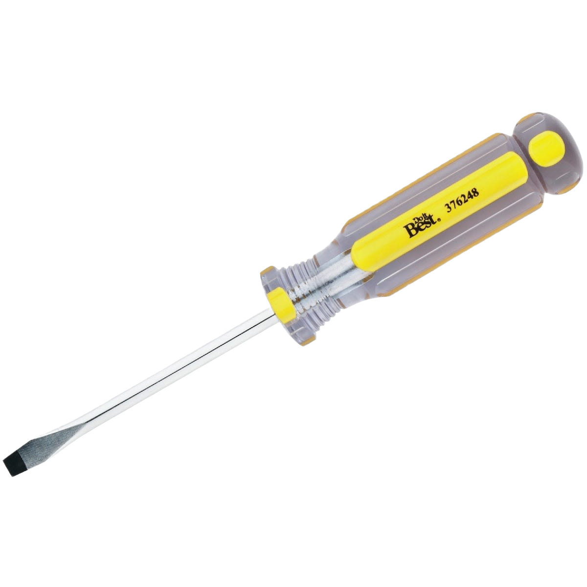 4-inch slotted screwdriver with ergonomic yellow and gray handle for home improvement and general tool use