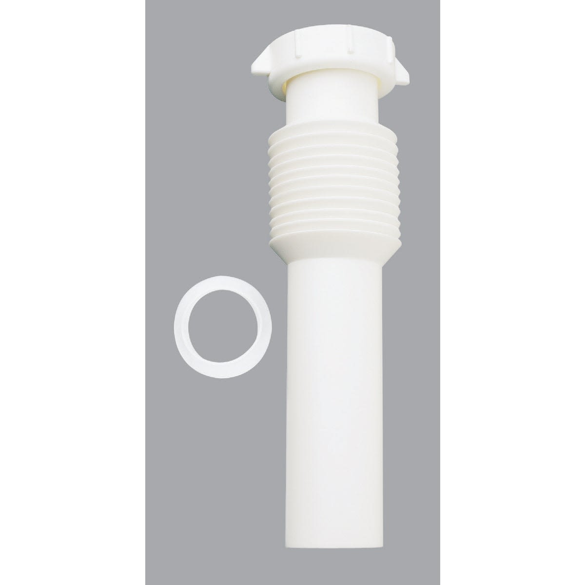 White plastic flexible sink tailpiece with washer for plumbing parts and drain repair under $50 collections