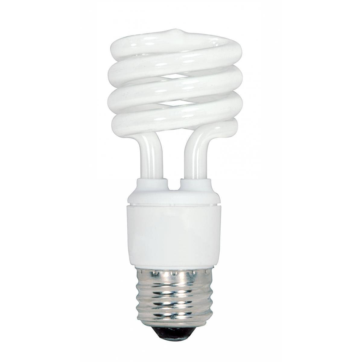Compact spiral fluorescent light bulb with screw base, ideal for lighting and home improvement applications collections