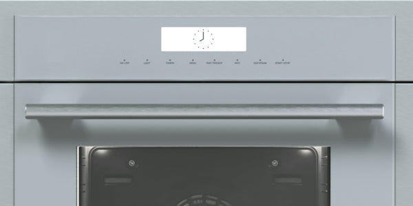 Stainless steel wall oven with digital clock and touch controls from Thermador Double Wall Ovens collection