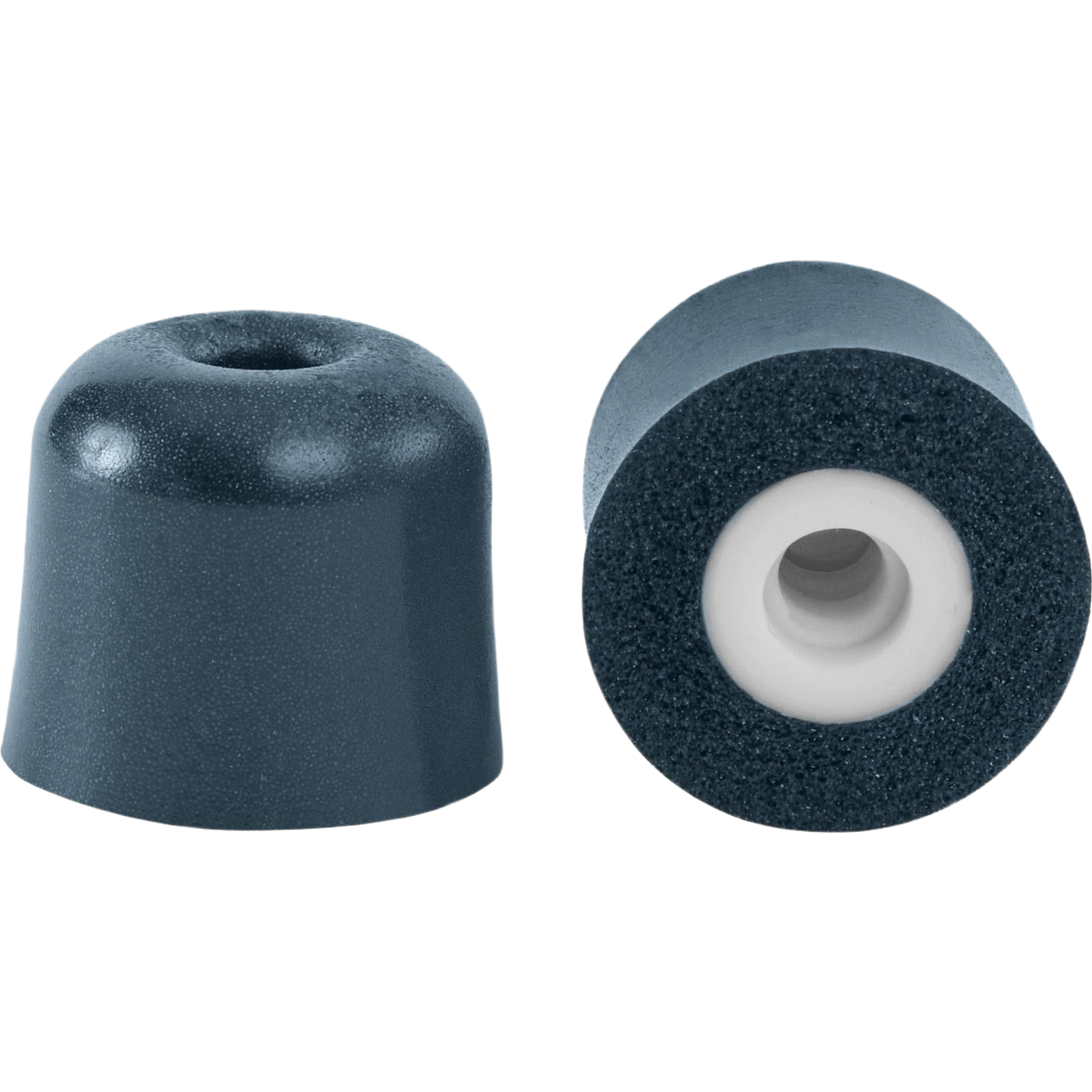 Pair of black and white hearing protection ear plugs for safety and hearing protection in hardware and tool accessories collections