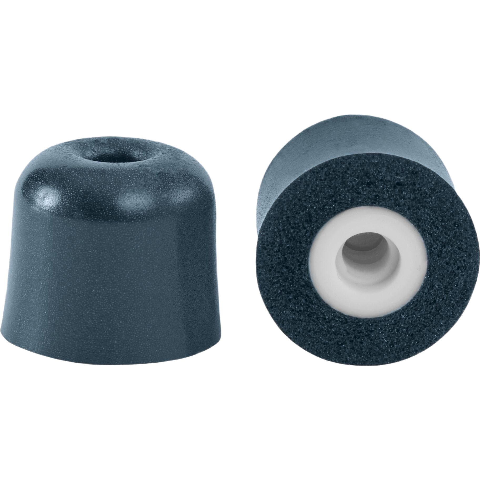 Pair of black and white hearing protection ear plugs for safety and hearing protection in hardware and tool accessories collections