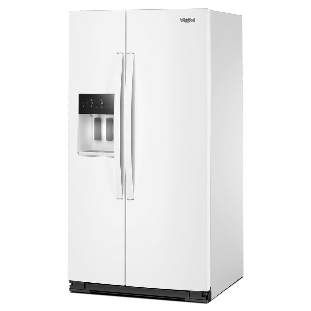 White 36-inch wide side-by-side refrigerator with external water and ice dispenser in refrigerators and kitchenware collection