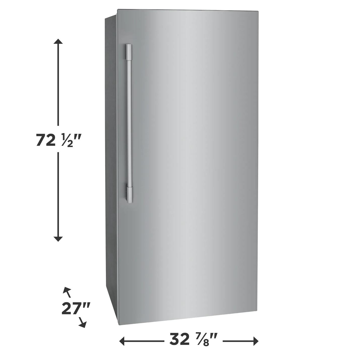 smudge-proof stainless steel refrigerator with vertical handle and clean modern design for kitchen appliances and home improvement
