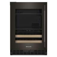 24-inch KitchenAid beverage center with glass door, wood-front racks, and dual temperature zones from Refrigerators collection
