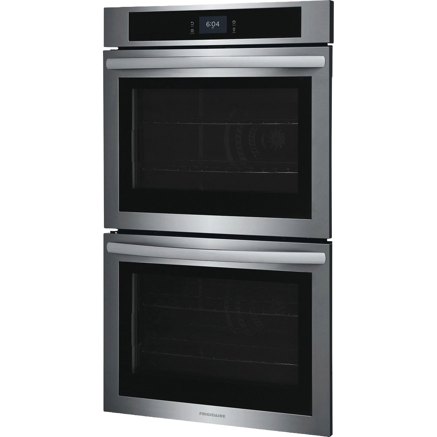 Stainless steel double electric wall oven with digital touch control and fan convection from kitchen appliances collection