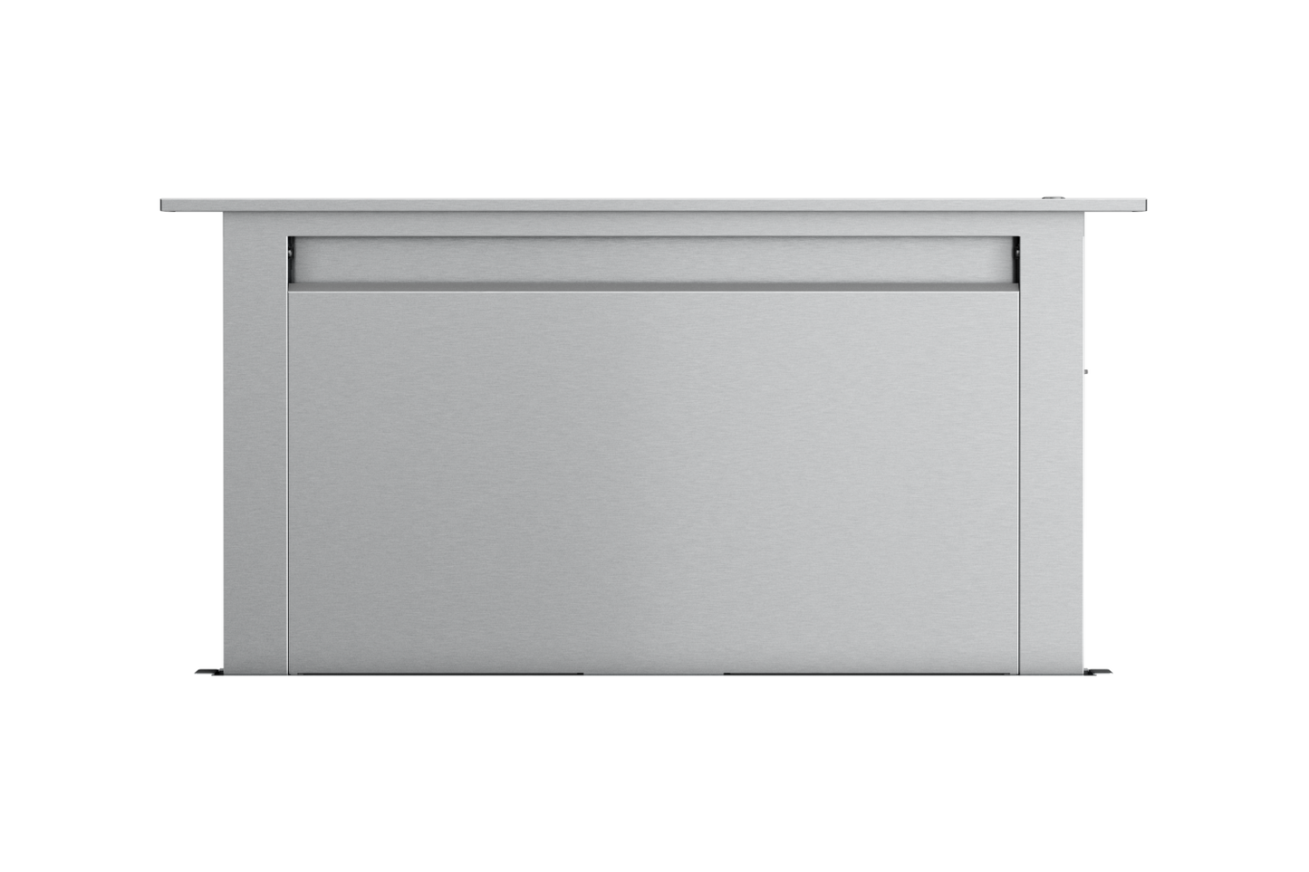 Stainless steel downdraft vent with sleek minimalist design for kitchen ventilation in range hoods collection