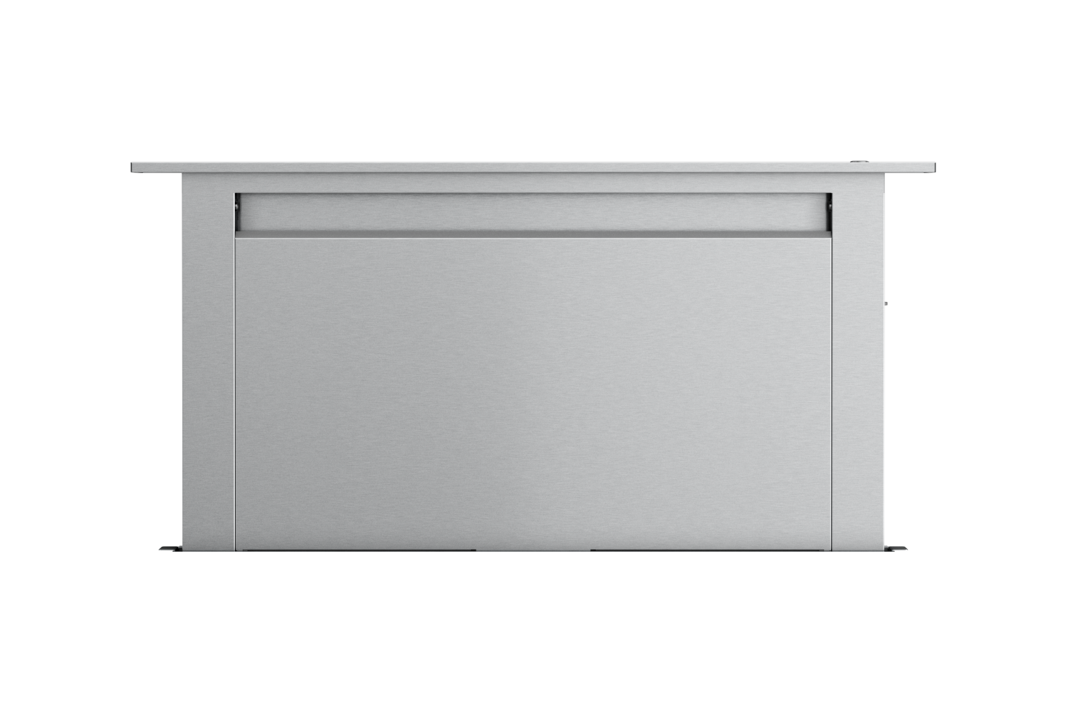 Stainless steel downdraft vent with sleek minimalist design for kitchen ventilation in range hoods collection