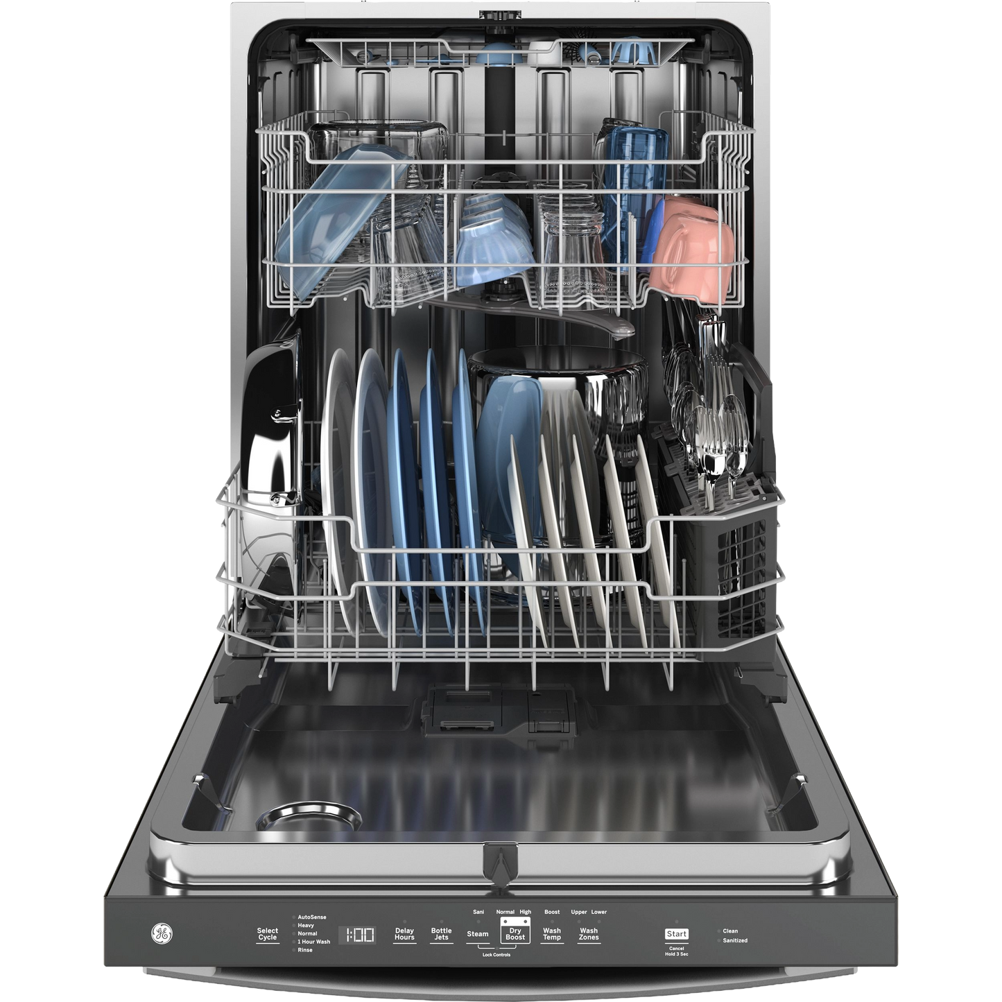 GE® ENERGY STAR® Fingerprint Resistant Top Control with Stainless Steel Interior Dishwasher with Sanitize Cycle