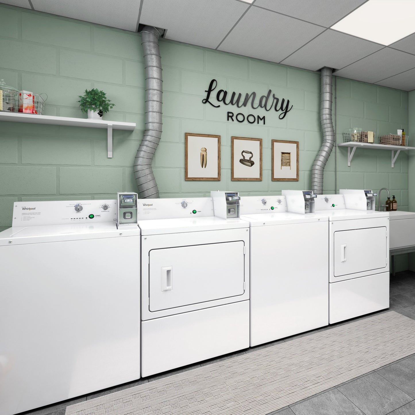 Commercial Gas Super-Capacity Dryer, Coin Slide