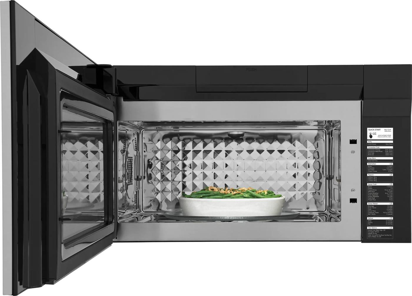 Stainless steel over-the-range microwave with air fry feature and digital controls for kitchen appliances collections