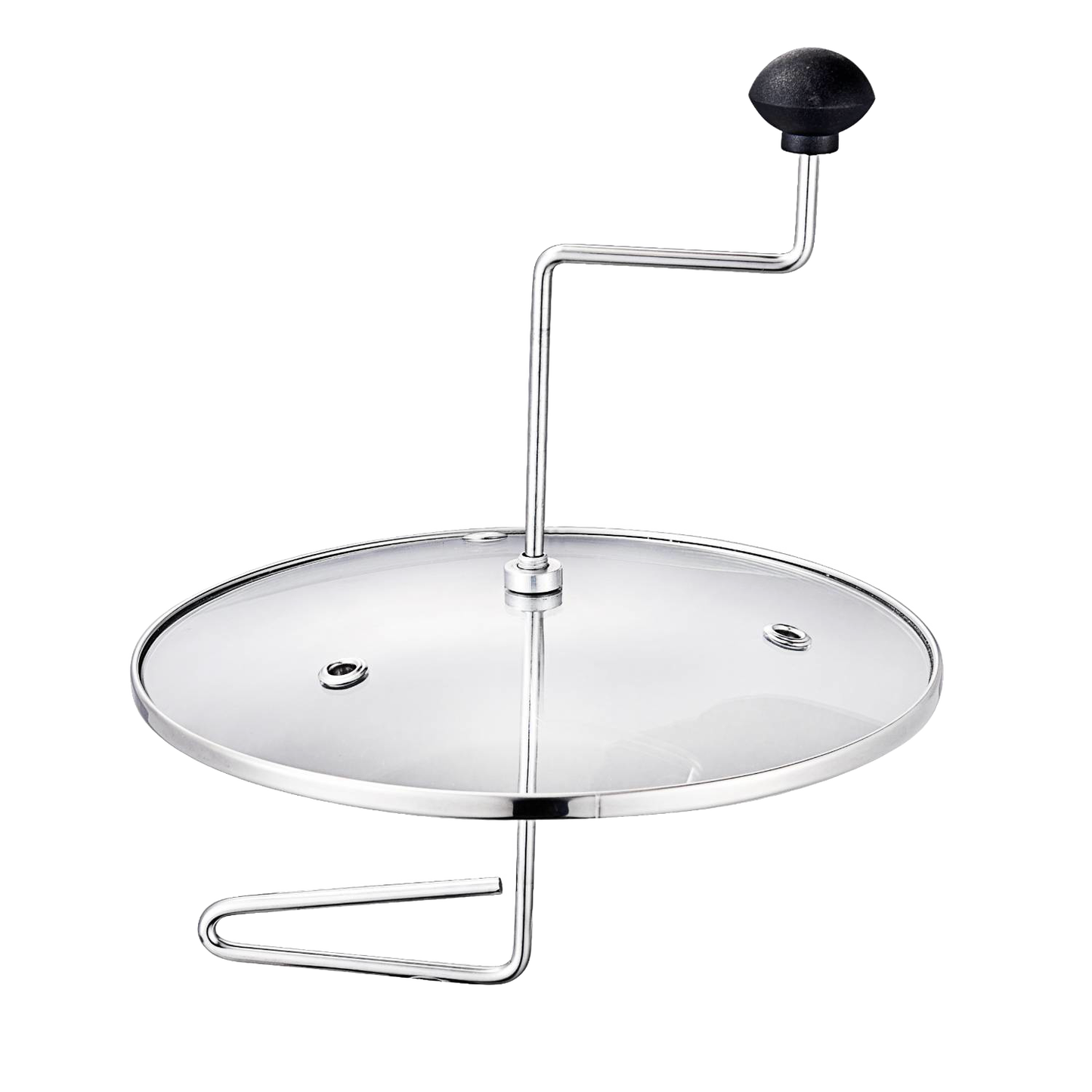 Glass lid with stainless steel crank handle and black knob designed for Lehman's popcorn popper in Small Kitchen Appliances collection
