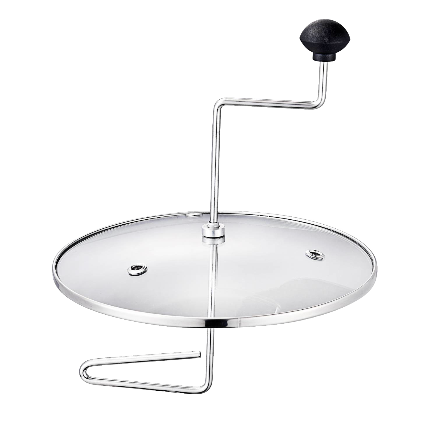 Glass lid with stainless steel crank handle and black knob designed for Lehman's popcorn popper in Small Kitchen Appliances collection
