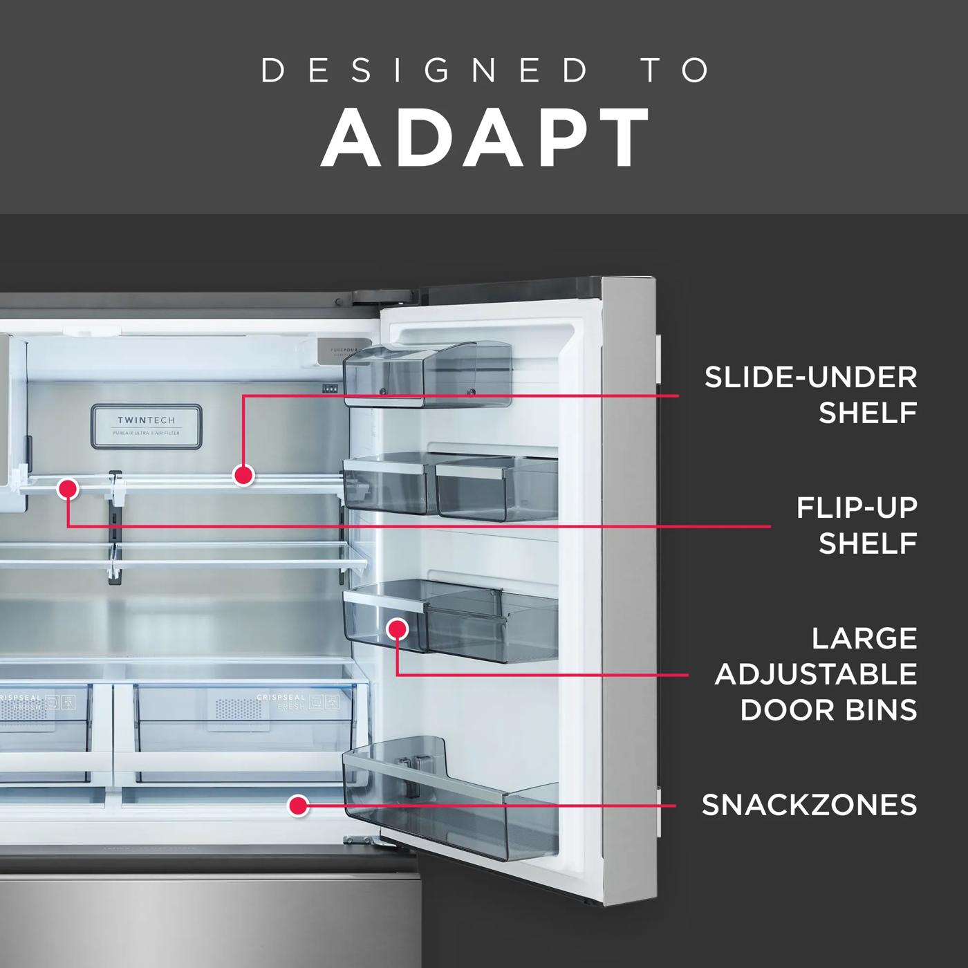 22 Cu. Ft. Counter-Depth 4-Door French Door Refrigerator