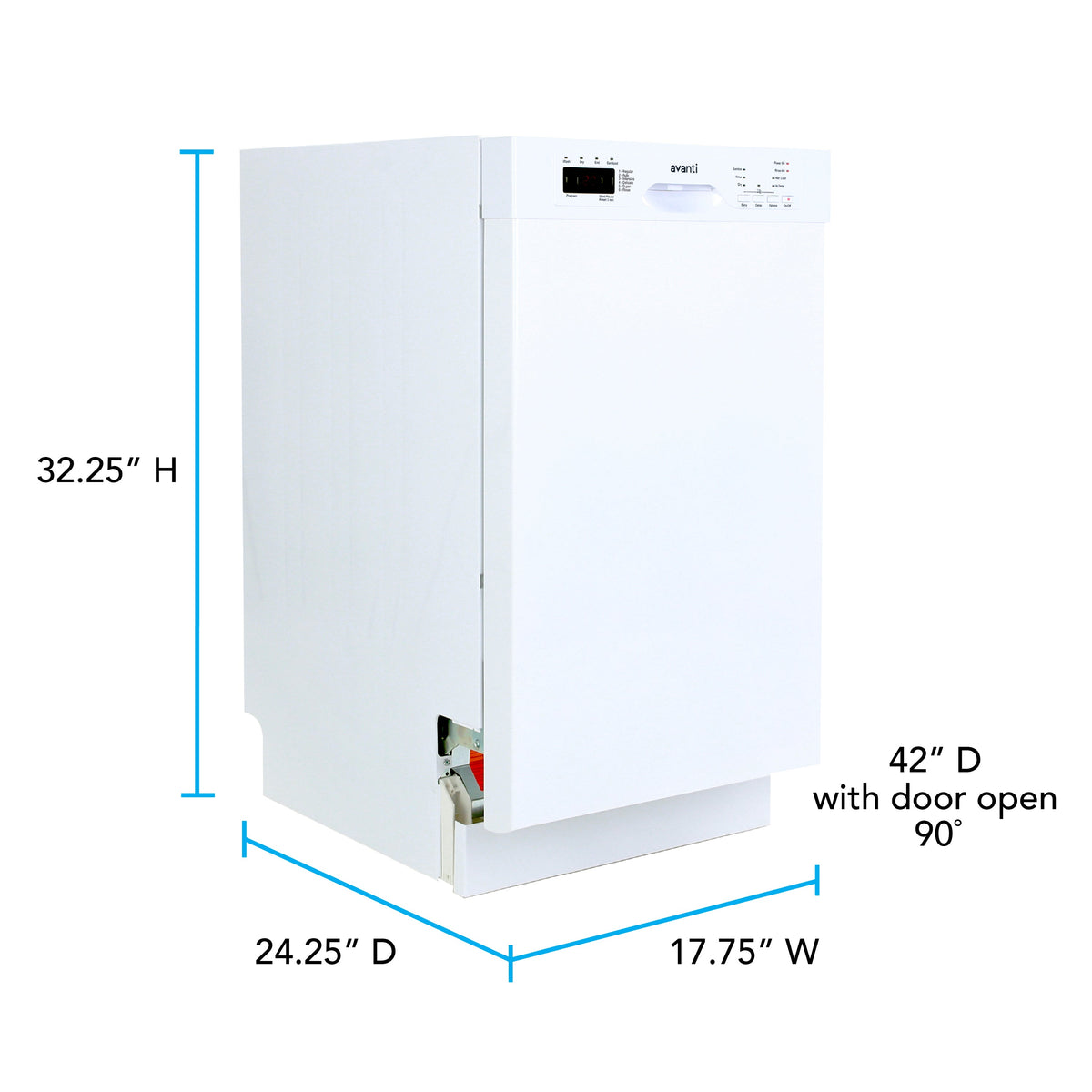 Avanti 18" Built In Dishwasher - White