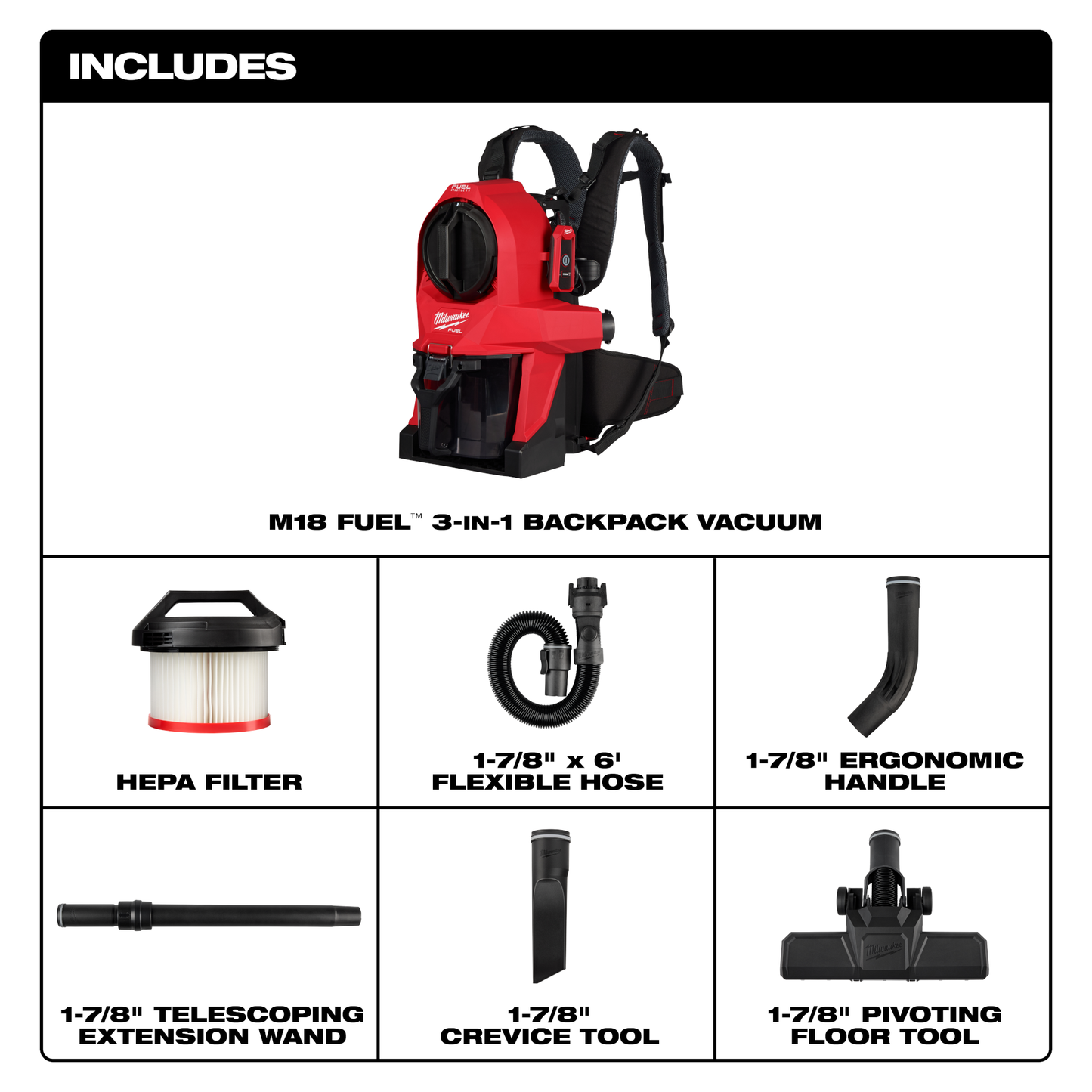 Milwaukee M18 FUEL™ 3-in-1 Backpack Vacuum