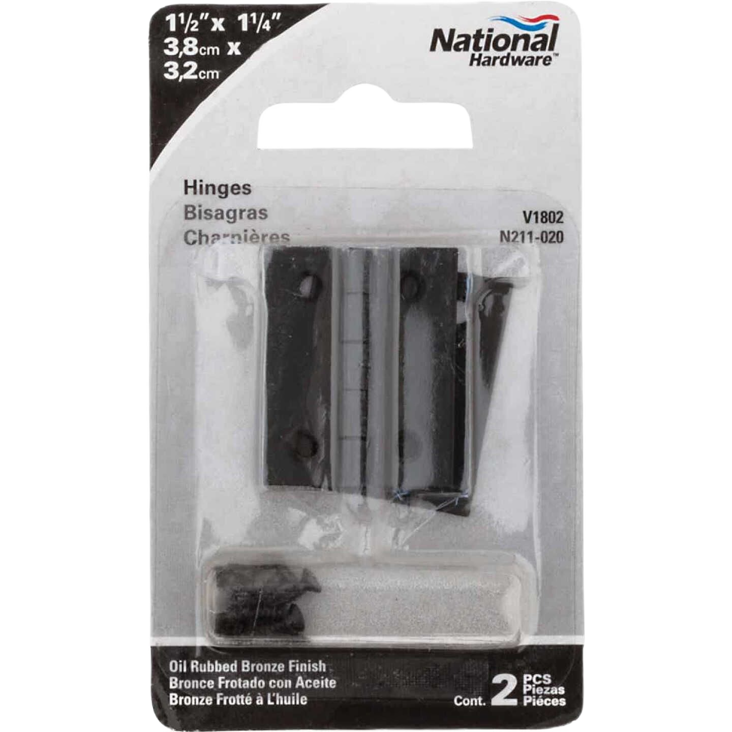 Oil rubbed bronze broad hinge in 2-pack with four screw holes for home improvement and hardware projects