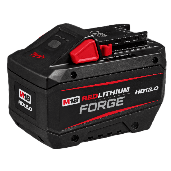 Compact black and red high-capacity cordless lithium battery designed for tools and home improvement tasks