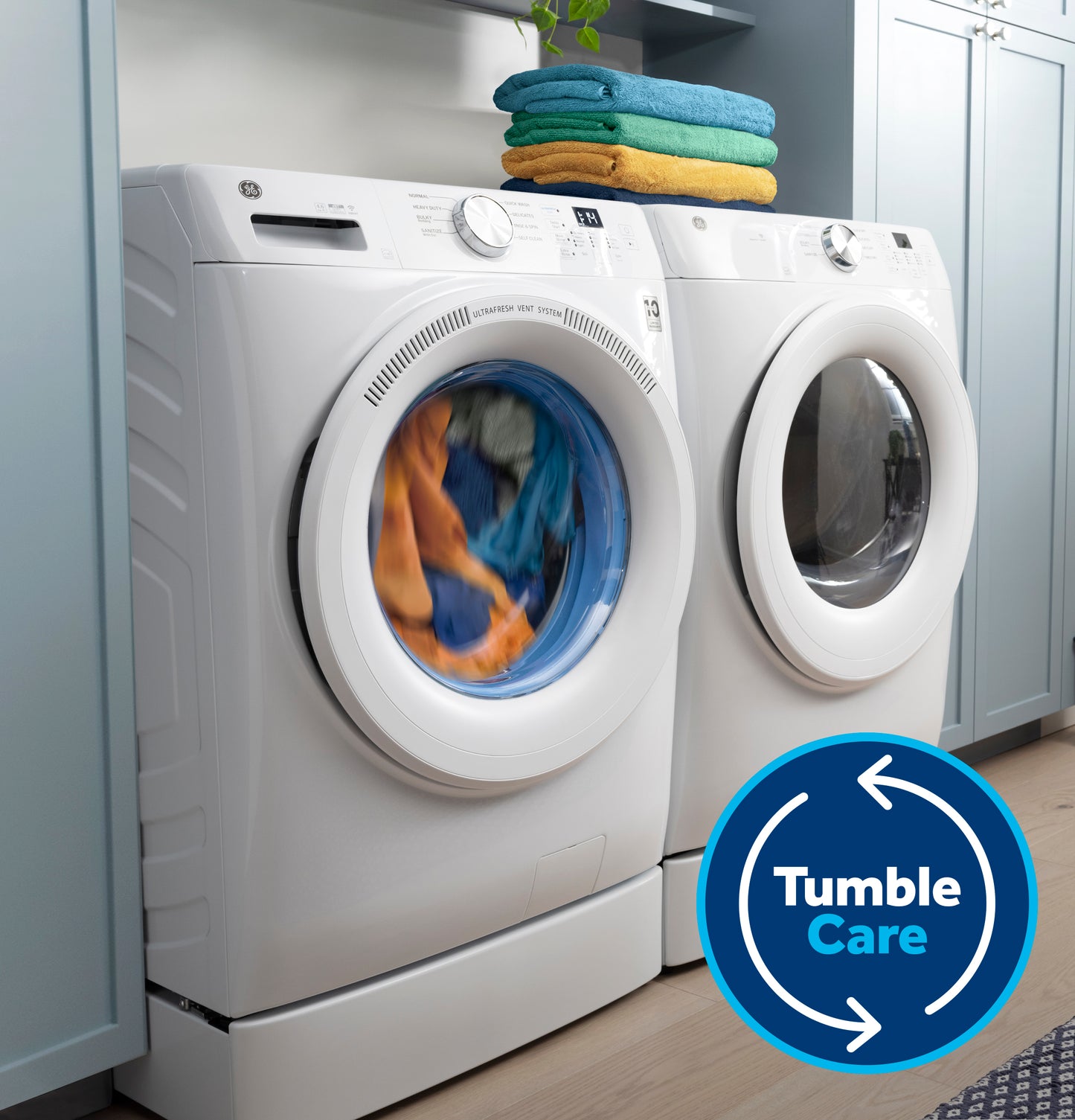 GE® ENERGY STAR® 4.8 cu. ft. Capacity Smart Front Load  Washer with UltraFresh Vent System with OdorBlock™ and Sanitize w/Oxi