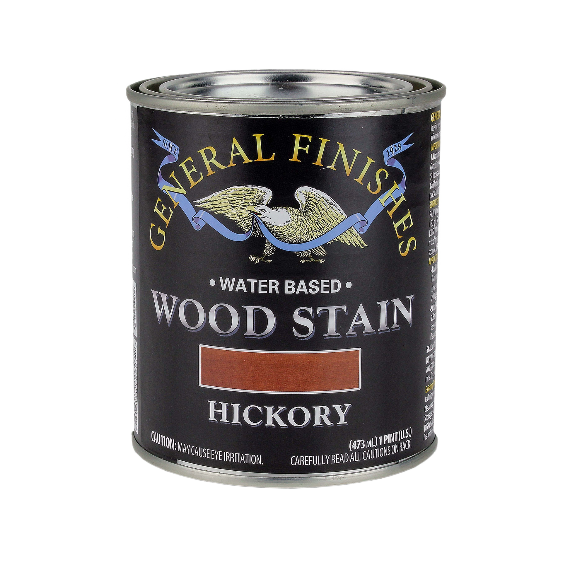 Quart can of General Finishes water based wood stain in Hickory for wood finishing and interior stain projects