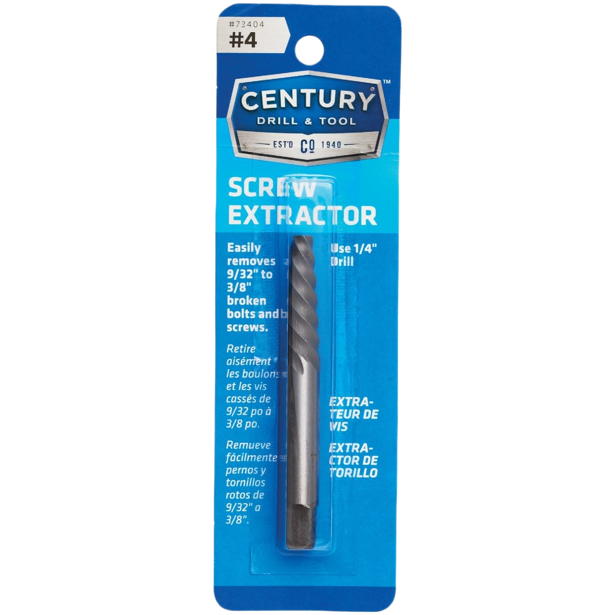 Blue-packaged spiral flute screw extractor designed to remove broken bolts and screws for home improvement tasks