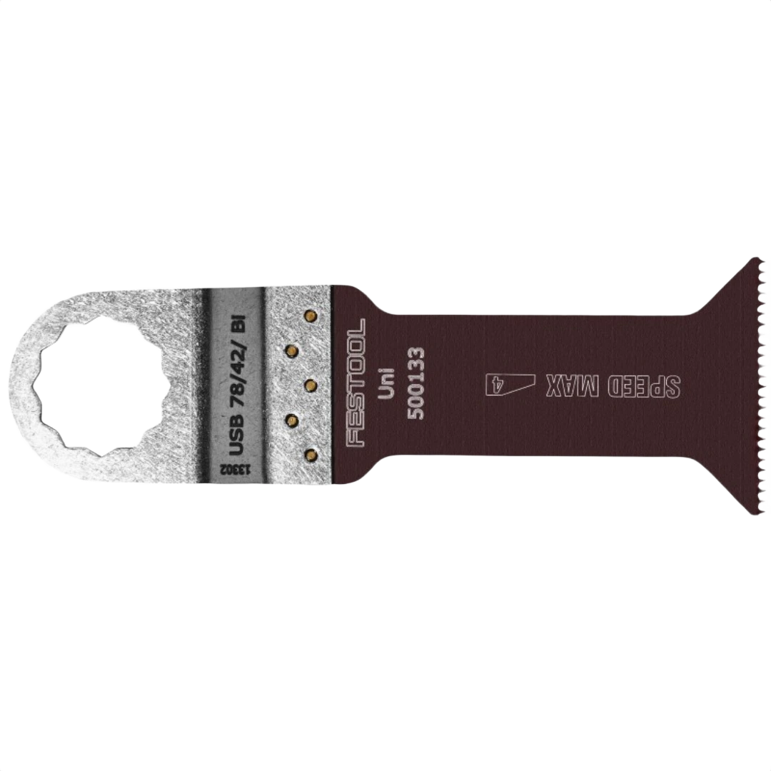 Bi-metal multi-purpose oscillating tool blade with star-shaped mounting and sharp cutting edge for tools and home improvement tasks