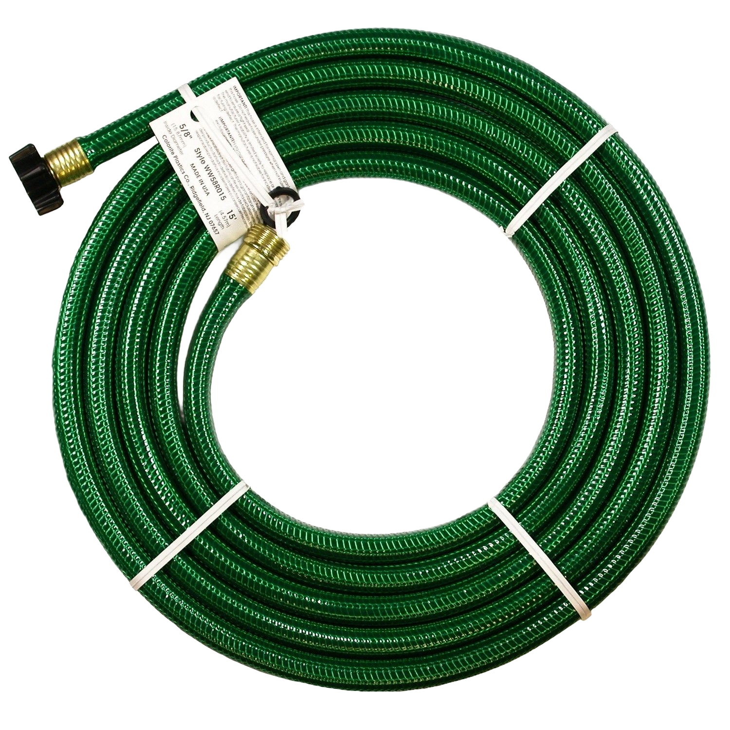 Coiled green garden leader hose with brass male and female couplings for watering and irrigation supplies under $50