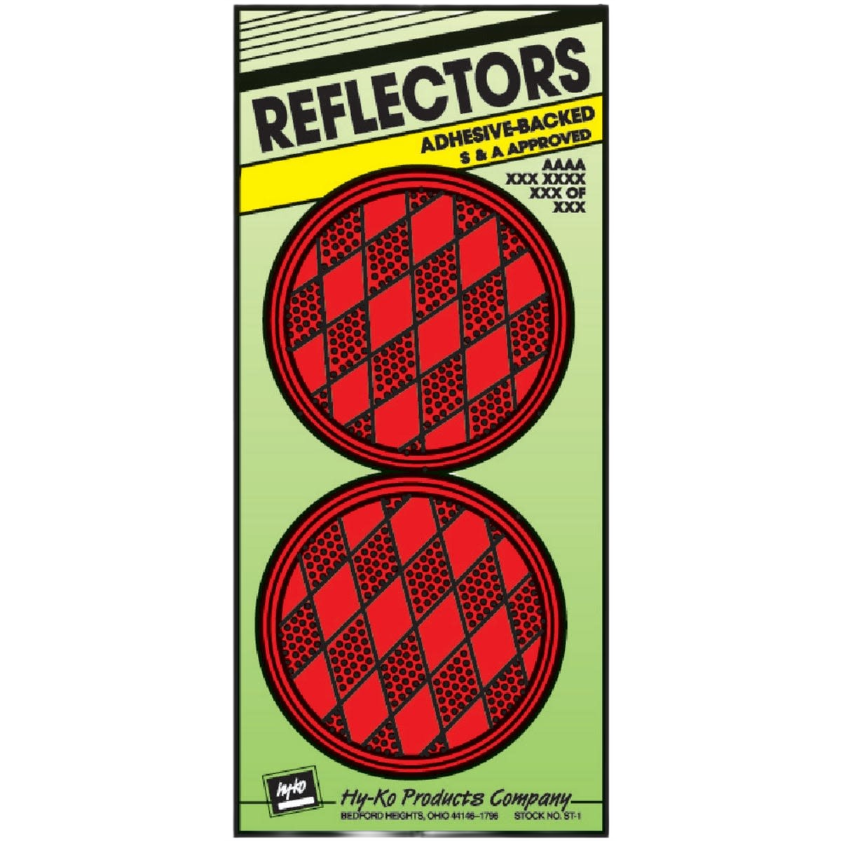 Pair of red adhesive-backed safety reflectors with diamond pattern for automotive and traffic safety supplies under $50 collections