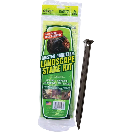 Set of black HDPE landscape stakes in packaging, designed for gardening and outdoor home improvement tasks