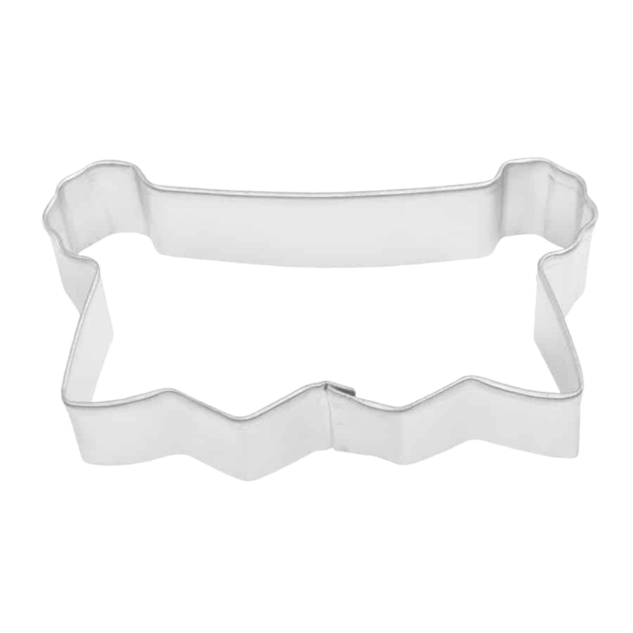 Tinplated steel banner-shaped cookie cutter ideal for creative baking in kitchenware and bakeware collections under $50