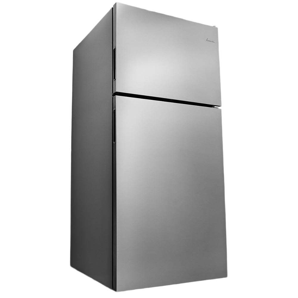 30-inch stainless steel top-freezer refrigerator with glass shelves and gallon door bins in kitchen appliances collection