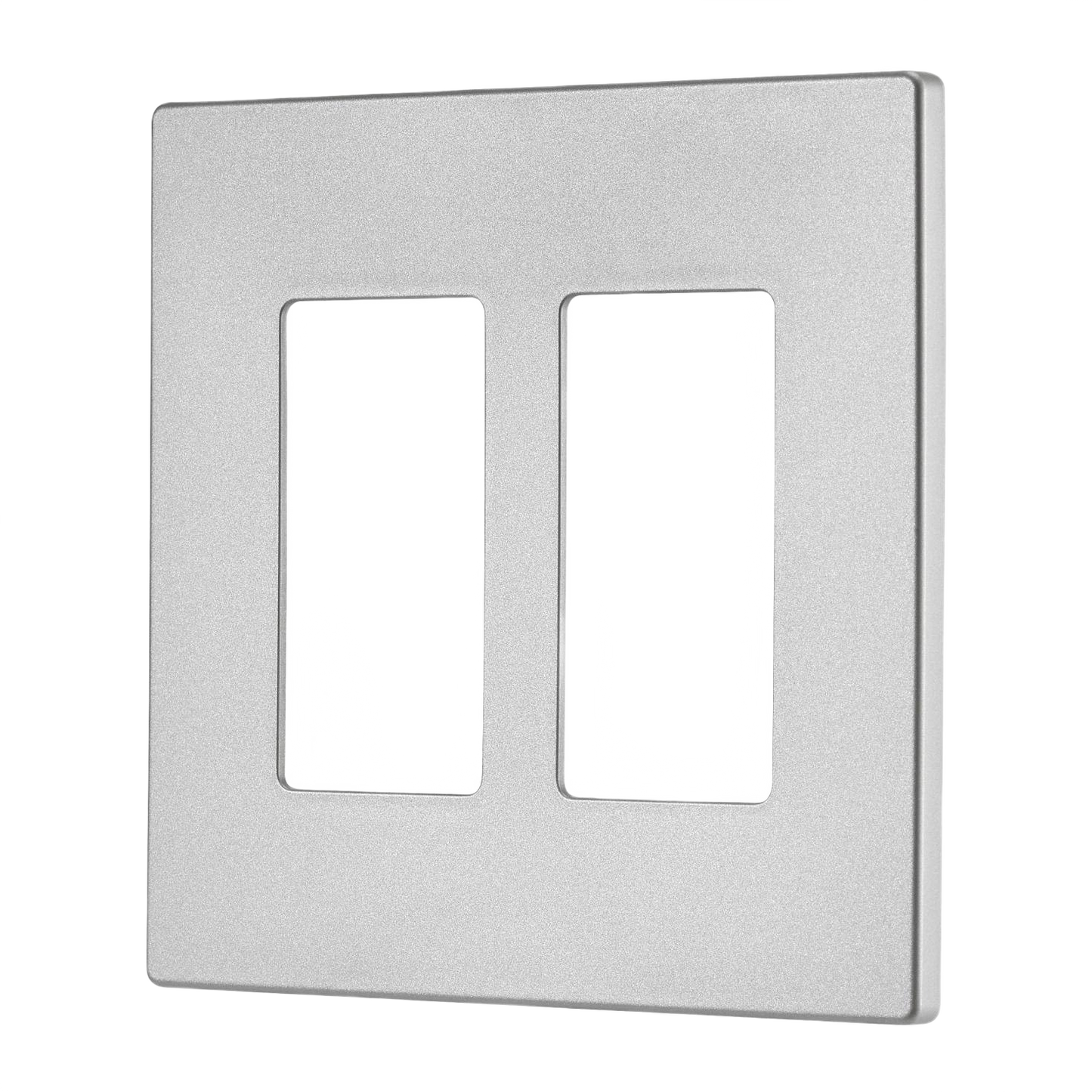 Silver granite finish screwless 2 gang wall plate for sleek electrical outlet and switch covers in home improvement projects