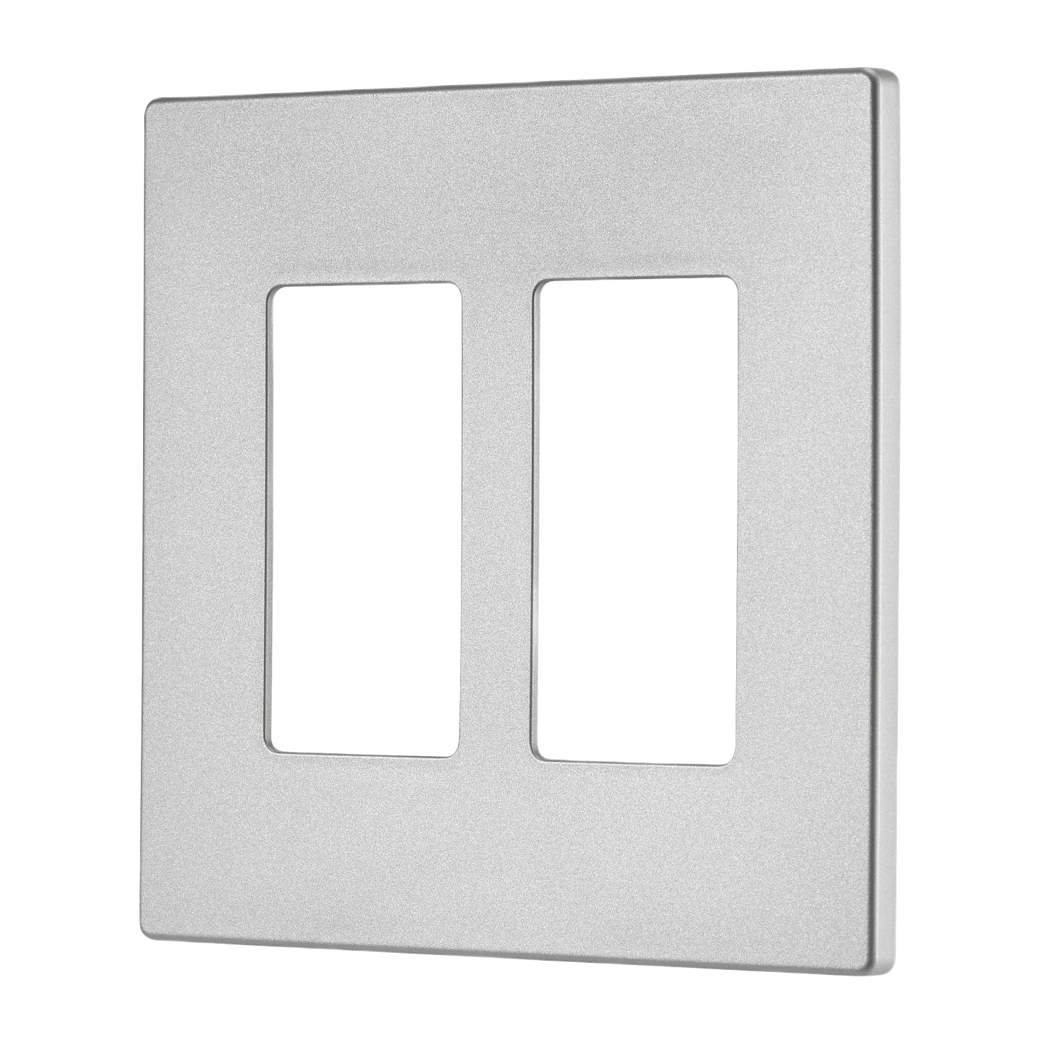 Silver granite finish screwless 2 gang wall plate for sleek electrical outlet and switch covers in home improvement projects