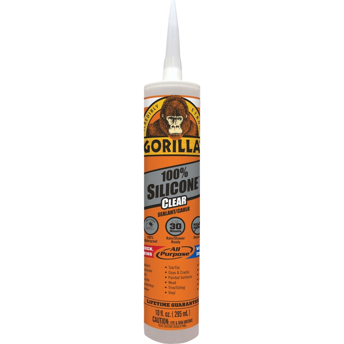 Gorilla Clear 100% Silicone Sealant, 10 oz.
