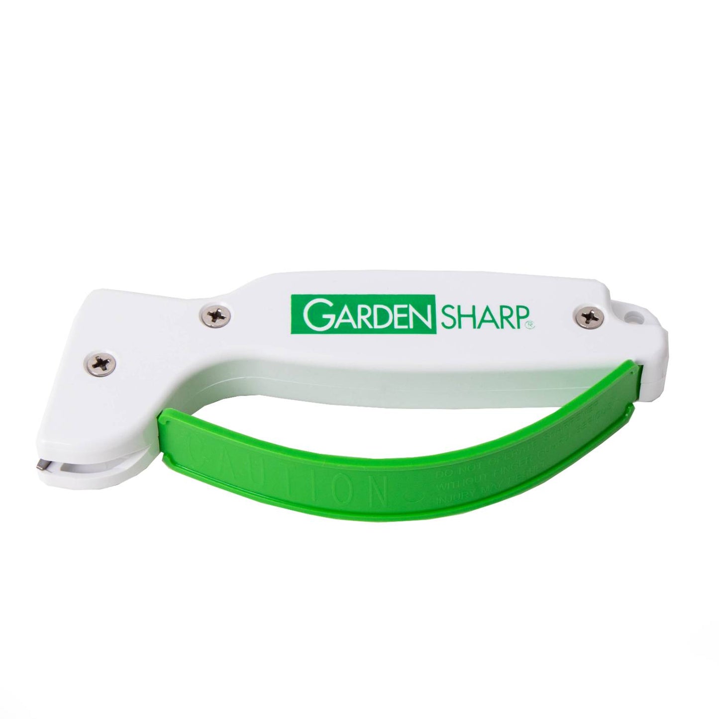 White and green handheld sharpener for gardening and woodworking tools in Home Improvement collections under 50 dollars
