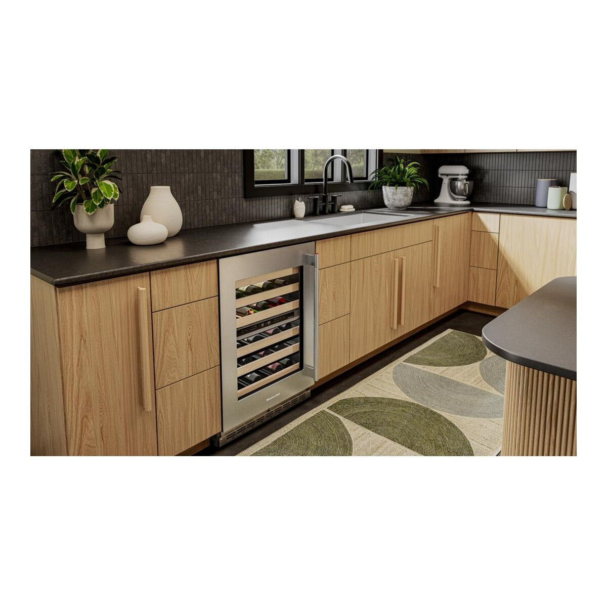 24-Inch Undercounter Wine Cellar with 46-Bottle Capacity and Wood-Front Racks in Stainless Steel with PrintShield® Finish