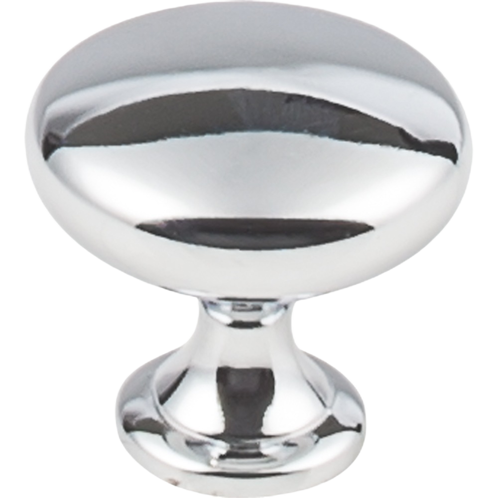 Polished chrome cabinet knob with smooth oval top for furniture hardware and home improvement collections under $50