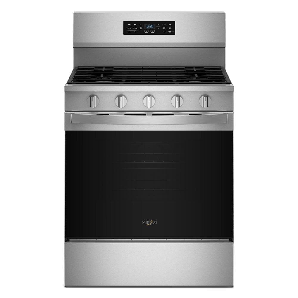 30-inch stainless steel gas range with digital display and EZ-2-Lift hinged grates in kitchen appliances collection